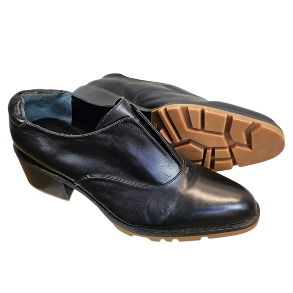 Jil Sander Black Leather Block Heel Loafers Minimalist Slip-On Designer Shoes 10 - Picture 11 of 14